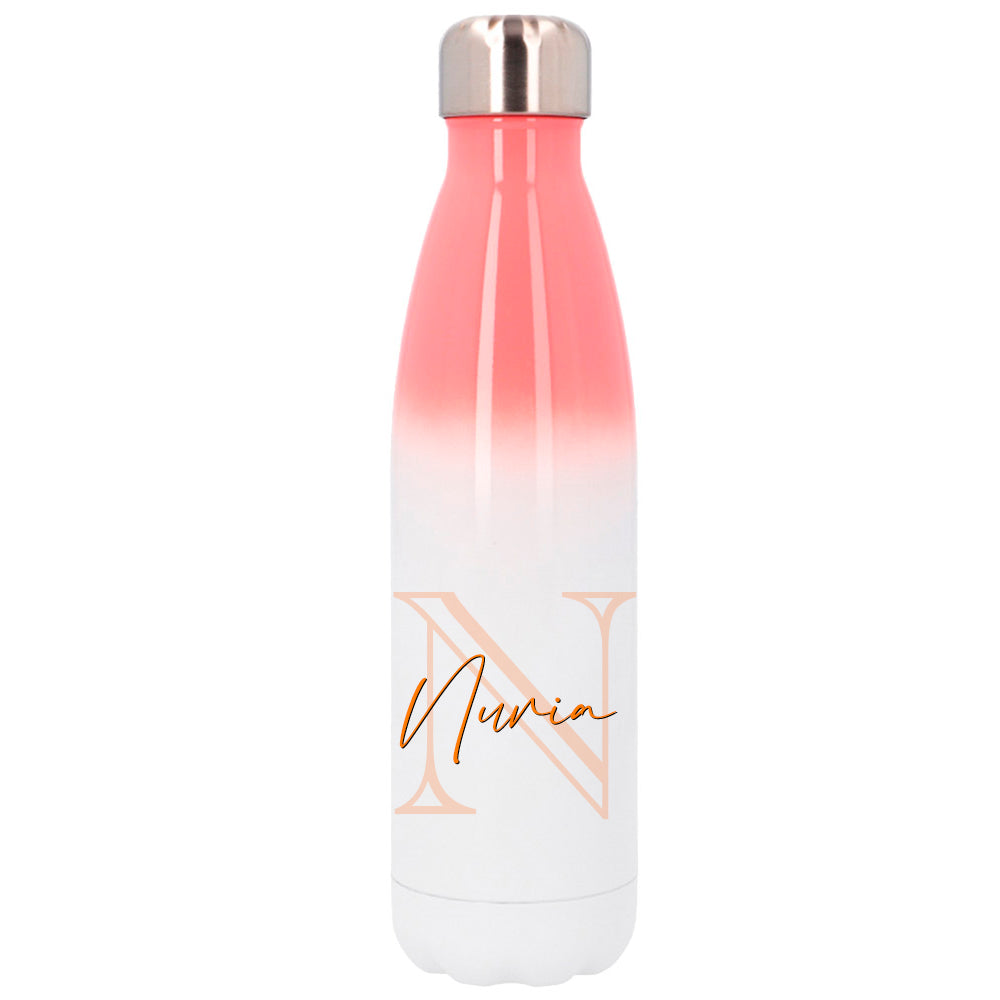 Botella personalizable rosa y blanca