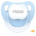 Chupete baby personalizado azul pastel con nombre Mateo