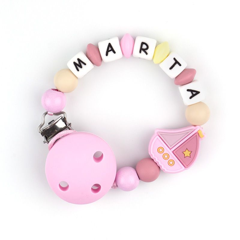 Cadenita de silicona Barquito Rosa personalizada Mi Pipo
