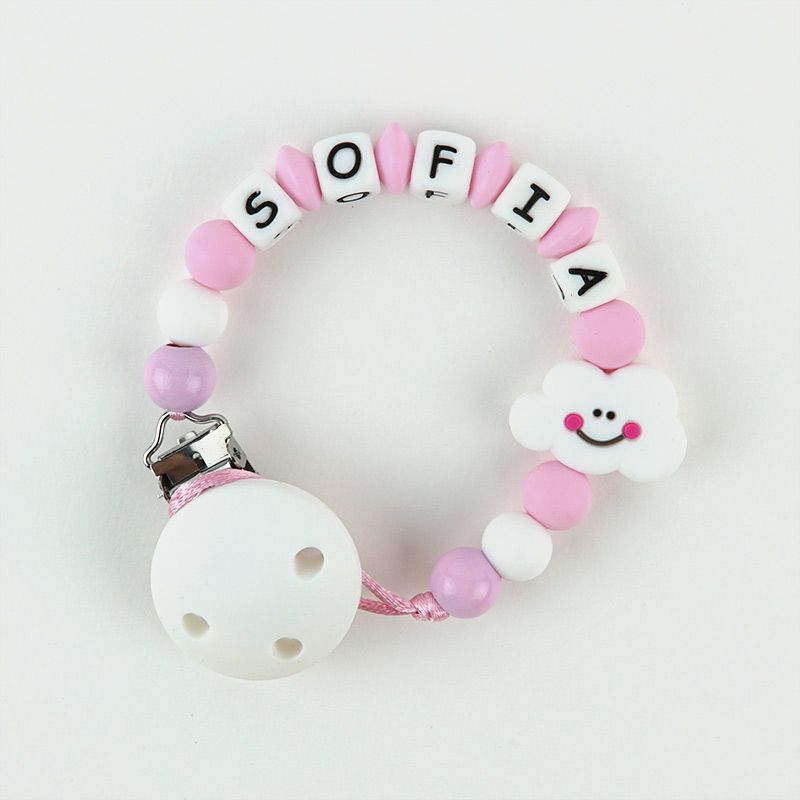Cadenita de silicona Nube Rosa Personalizada - frontal