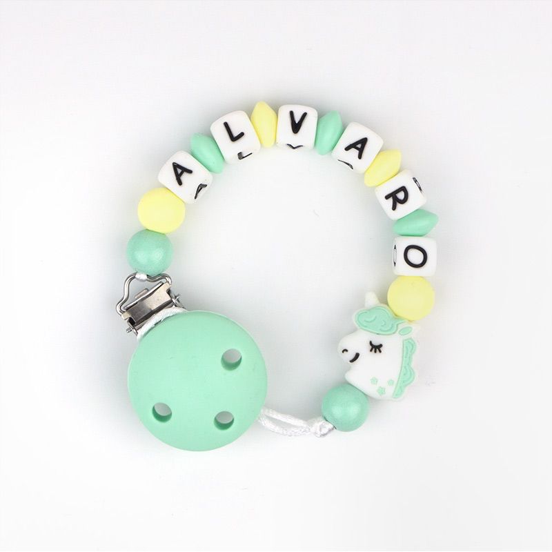 Cadenita de silicona Unicornio Menta personalizada Mi Pipo