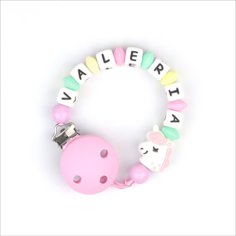 Cadenita de silicona Unicornio Rosa personalizada Mi Pipo