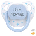 Chupete Baby Chic Blanco Azul Personalizado - frontal