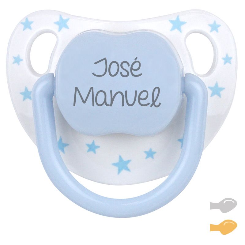 Chupete Baby Chic Blanco Azul Personalizado - frontal