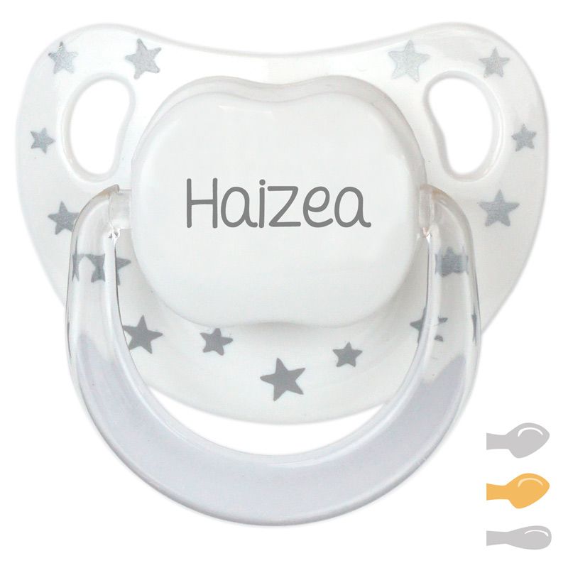Chupete Baby Chic Blanco Plata Personalizado - frontal