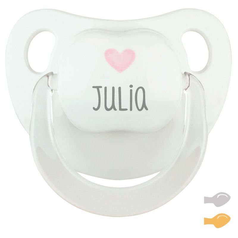 Chupete Baby Deco Blanco Corazón Rosa Personalizado - frontal