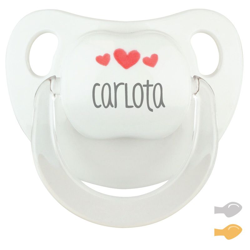Chupete Baby Deco Blanco Corazones Rojo Personalizado - frontal