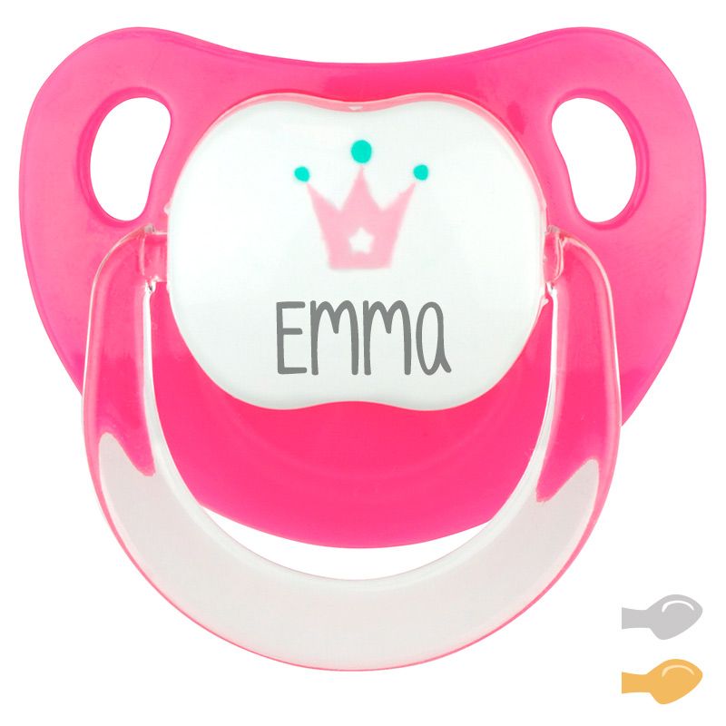 Chupete Baby Deco Corona Fucsia Personalizado - frontal