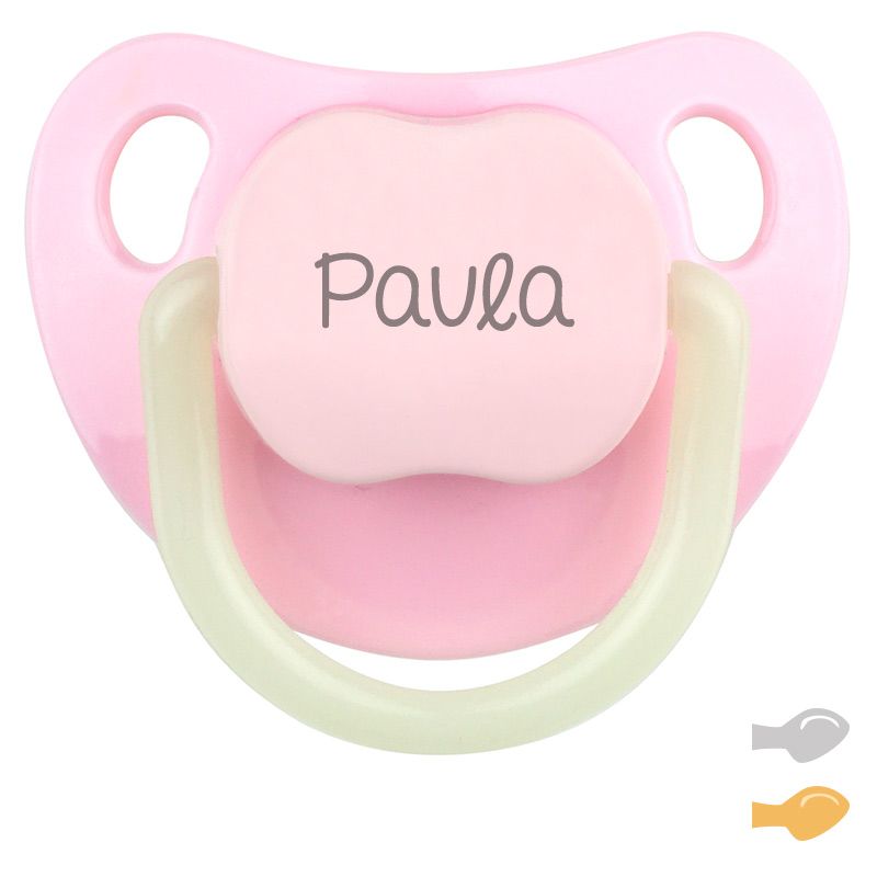Chupete baby night personalizado rosa brilla en la oscuridad con nombre Paula
