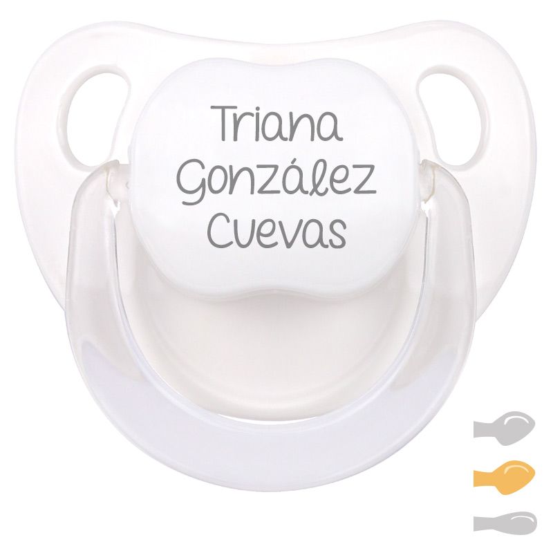 Chupete baby personalizado blanco con nombre Triana González Cuevas