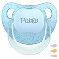 Chupete baby personalizado glitter azul con nombre Pablo