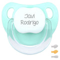 Chupete baby personalizado verde mint con variantes de tetina silicona y látex