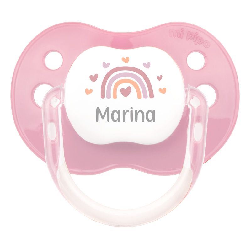Chupete Classic Deco Arcoíris Blush Personalizado - frontal