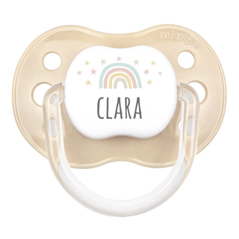 Chupete Classic Deco Arcoíris Soft Beige Personalizado - frontal
