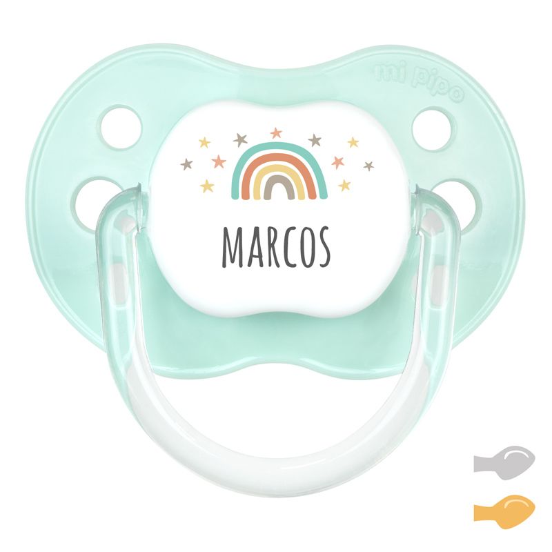 Chupete Classic Deco Arcoíris Soft Menta Personalizado - frontal