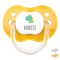 Chupete Classic Deco Dino Amarillo Sunset Personalizado - frontal