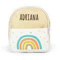 Mochila arcoíris soft beige personalizada MiPipo con nombre Adriana bordado