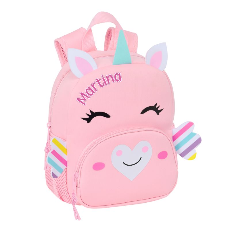 Mochila infantil neopreno unicornio rosa personalizada con nombre Martina