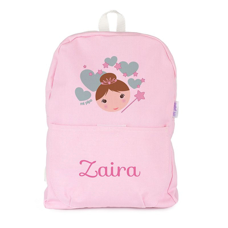 Mochila medium lona hada personalizada MiPipo con nombre Zaira estampado