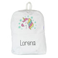 Mochila medium lona unicornio personalizada MiPipo con nombre Lorena estampado