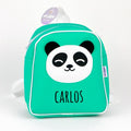 Mochila panda menta personalizada MiPipo con nombre Carlos bordado