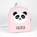 Mochila panda rosa personalizada MiPipo con nombre Valeria bordado